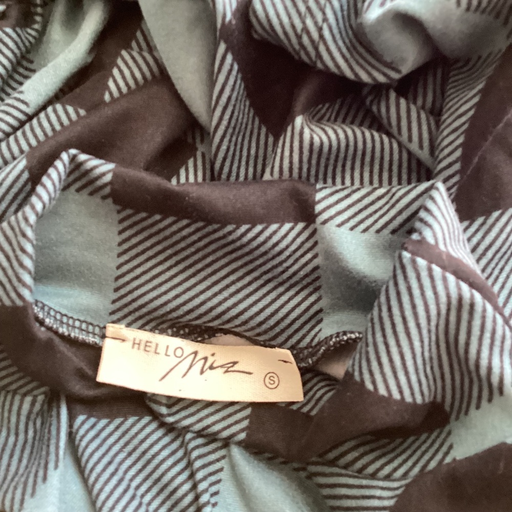 NWOT HELLO MIZ MATERNTY SMALL MIDI DRESS MOCKNECL PLAID TEAL BLACK - Picture 10 of 11